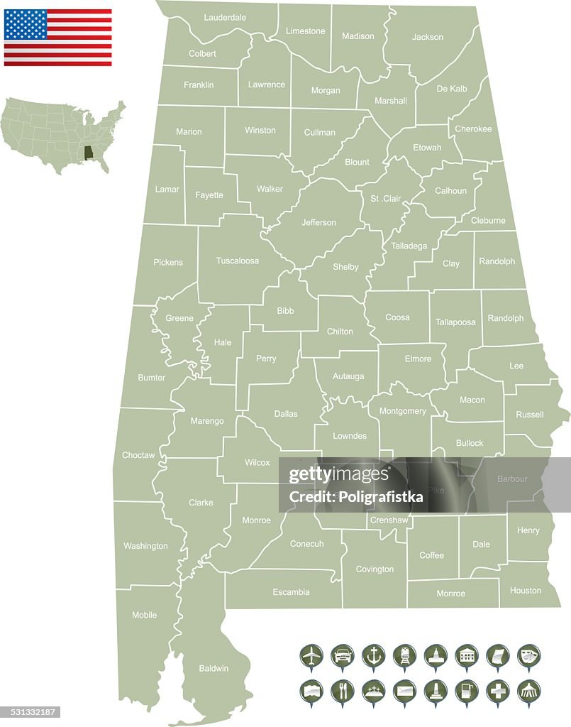 Mapa do Alabama