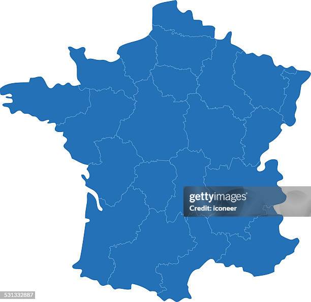 france simple blue map on white background - burgundy france stock illustrations