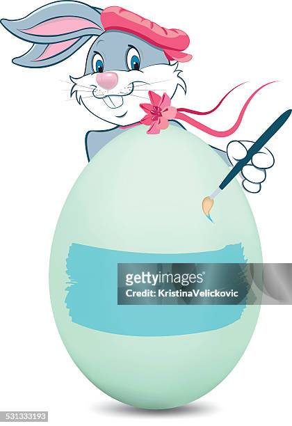 buuny with egg - easter bunny letter stock illustrations