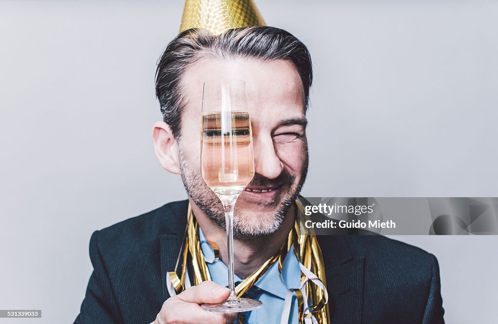 Businessmen having a party.