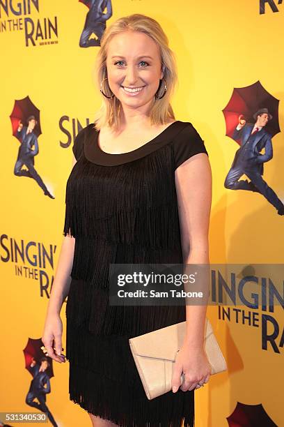 Jane Bunn arrives ahead of opening night of Singin' In The Rain at Her Majesty's Theatre on May 14, 2016 in Melbourne, Australia.