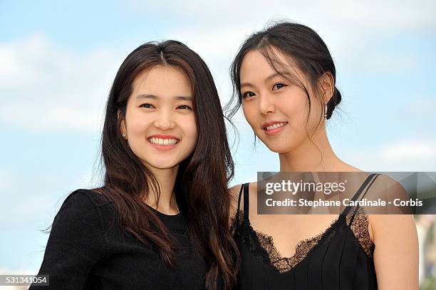 Actresses Kim Tae-Ri and Kim Min-Hee attend "The Handmaiden " photocall during the 69th annual Cannes Film Festival at the Palais des Festivals on...