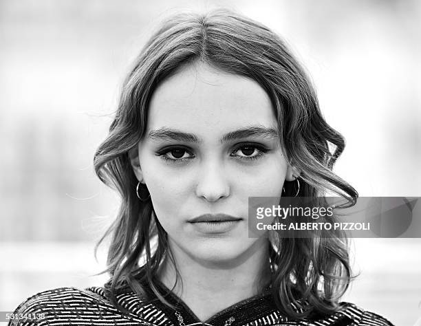 French-US actress Lily-Rose Depp poses on May 13, 2016 during a photocall for the film "La Danseuse " at the 69th Cannes Film Festival in Cannes,...