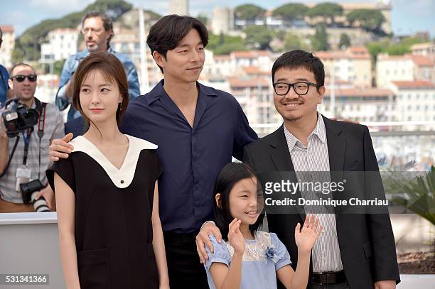 Actors Jung Yu-mi, Gong Yoo, Kim Su-an and director Yeon Sang-ho attend the "Train To Busan " photocall during the 69th Annual Cannes Film Festival...