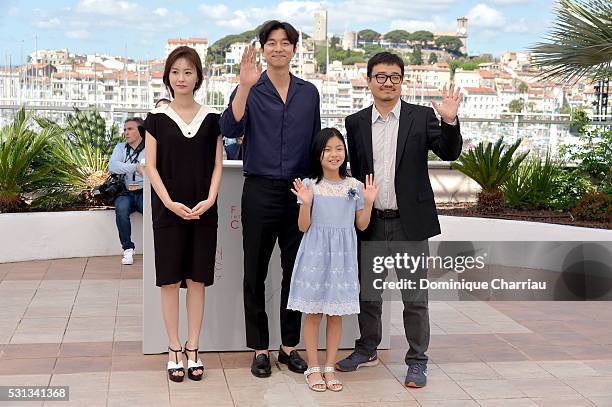 Actors Jung Yu-mi, Gong Yoo, Kim Su-an and director Yeon Sang-ho attend the "Train To Busan " photocall during the 69th Annual Cannes Film Festival...