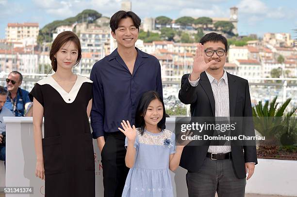 Actors Jung Yu-mi, Gong Yoo, Kim Su-an and director Yeon Sang-ho attend the "Train To Busan " photocall during the 69th Annual Cannes Film Festival...