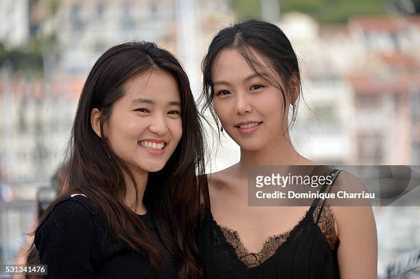 Actresses Kim Tae-Ri and Kim Min-Hee attend "The Handmaiden " photocall during the 69th annual Cannes Film Festival at the Palais des Festivals on...