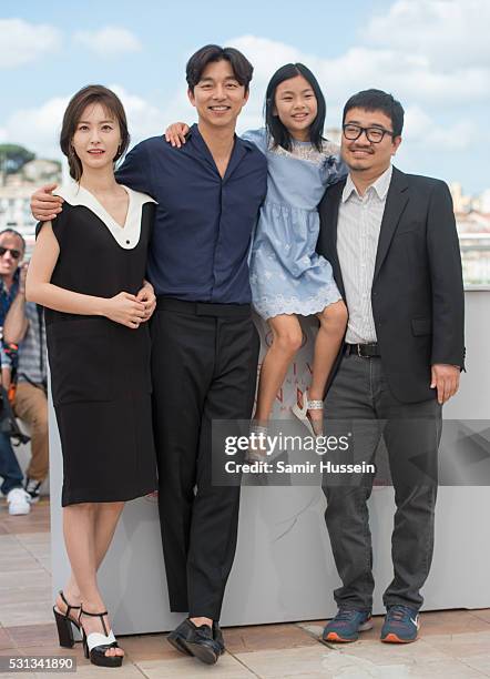 Actors Jung Yu-mi, Gong Yoo, Kim Su-an and director Yeon Sang-ho attend the "Train To Busan " Photocall at the annual 69th Cannes Film Festival at...