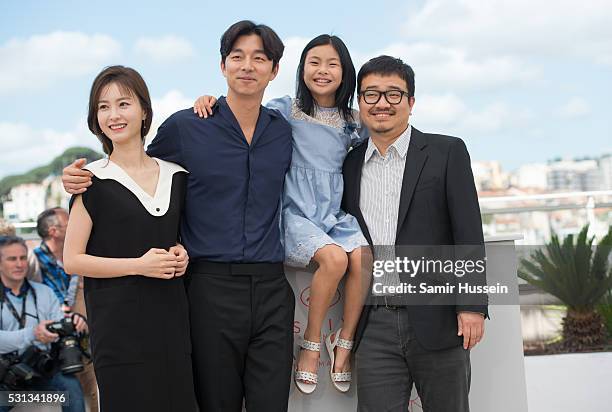 Actors Jung Yu-mi, Gong Yoo, Kim Su-an and director Yeon Sang-ho attend the "Train To Busan " Photocall at the annual 69th Cannes Film Festival at...