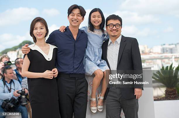 Actors Jung Yu-mi, Gong Yoo, Kim Su-an and director Yeon Sang-ho attend the "Train To Busan " Photocall at the annual 69th Cannes Film Festival at...