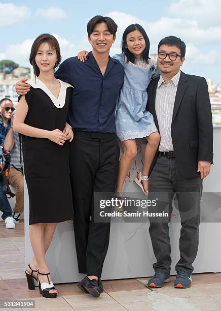 Actors Jung Yu-mi, Gong Yoo, Kim Su-an and director Yeon Sang-ho attend the "Train To Busan " Photocall at the annual 69th Cannes Film Festival at...