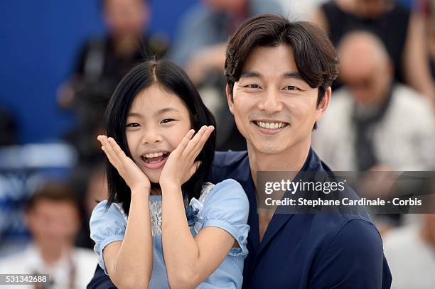 Actors Kim Su-an and Gong Yoo attend the "Train To Busan " photocall during the 69th Annual Cannes Film Festival on May 14, 2016 in Cannes, France.