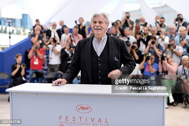 Actor Peter Simonischek attends the "Toni Erdmann" photocall during the 69th annual Cannes Film Festival at the Palais des Festivals on May 14, 2016...