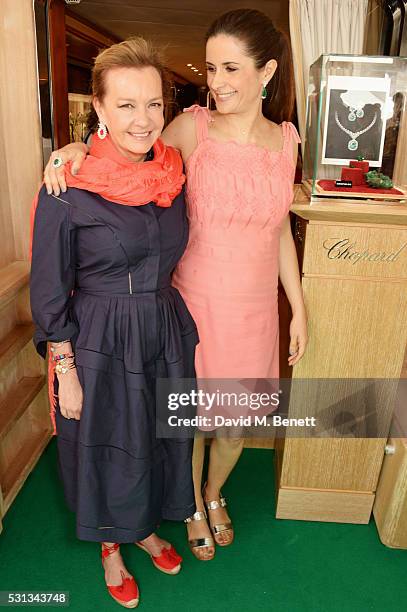Caroline Scheufele, Artistic Director and Co-President of Chopard, and Livia Firth attend a private lunch hosted by Colin Firth, Livia Firth and...
