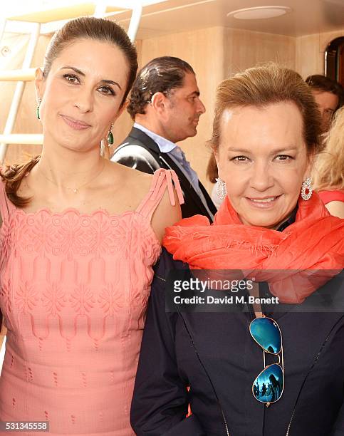 Livia Firth and Caroline Scheufele, Artistic Director and Co-President of Chopard, attend a private lunch hosted by Colin Firth, Livia Firth and...