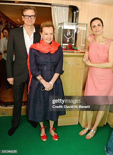 Colin Firth, Caroline Scheufele, Artistic Director and Co-President of Chopard, and Livia Firth attend a private lunch which they hosted together to...