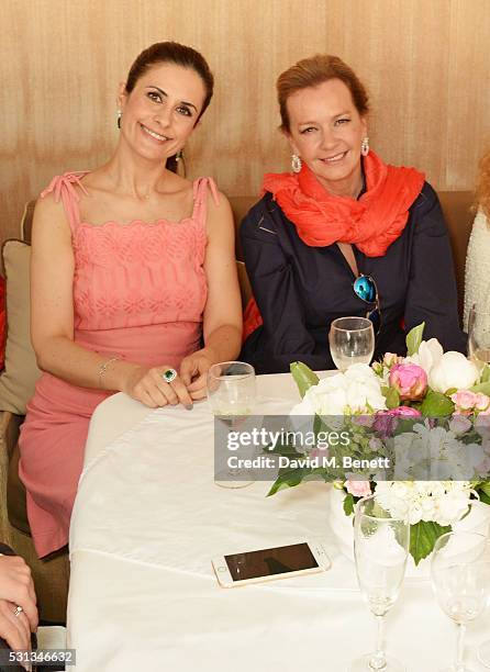 Livia Firth and Caroline Scheufele, Artistic Director and Co-President of Chopard, attend a private lunch hosted by Colin Firth, Livia Firth and...