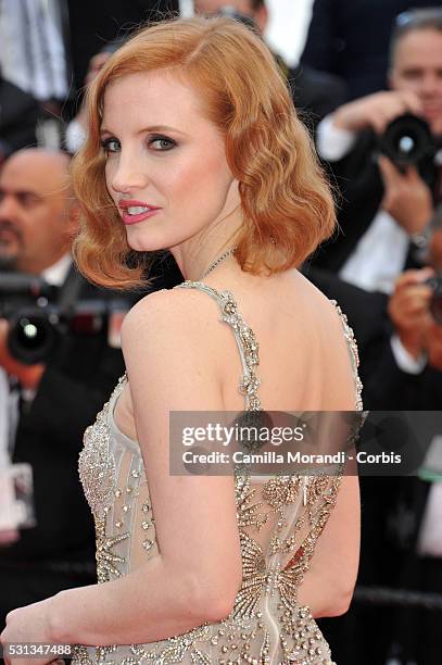 Jessica Chastain attends 'Money Monster' Red carpet prior to the 69th annual Cannes Film Festival on May 10, 2016 in Cannes, France.