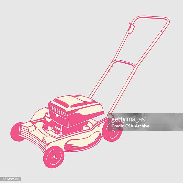 illustrazioni stock, clip art, cartoni animati e icone di tendenza di lawnmower - tagliaerba