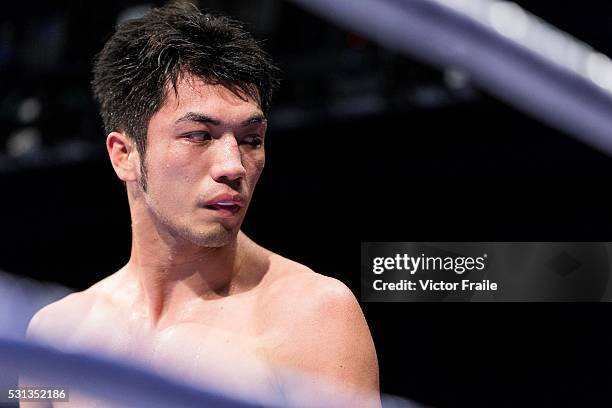 Ryota Murata of Japan battles Felipe Pedroso of Brazil on their welterweight fight during the Clash of Champions on 14 May 2016 in Hong Kong, China.