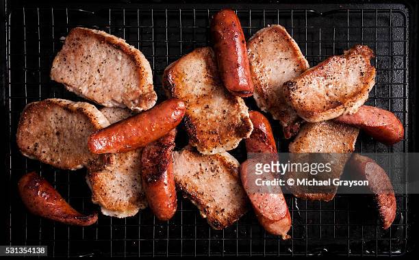 seared porkloin and sausage - lob wedge stock-fotos und bilder