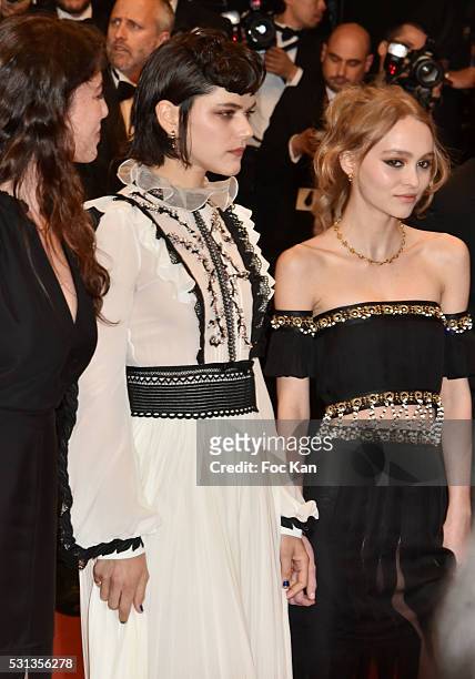 Cast of the movie 'La danseuse' Actress Lily-Rose Depp and Soko attend the 'I, Daniel Blake' premiere durinthe 69th annual Cannes Film Festival at...