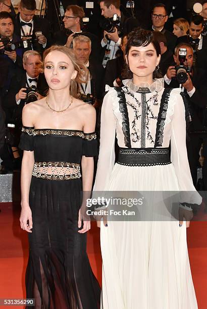 Cast of the movie 'La danseuse' Actress Soko and Lily-Rose Depp attend the 'I, Daniel Blake' premiere durinthe 69th annual Cannes Film Festival at...