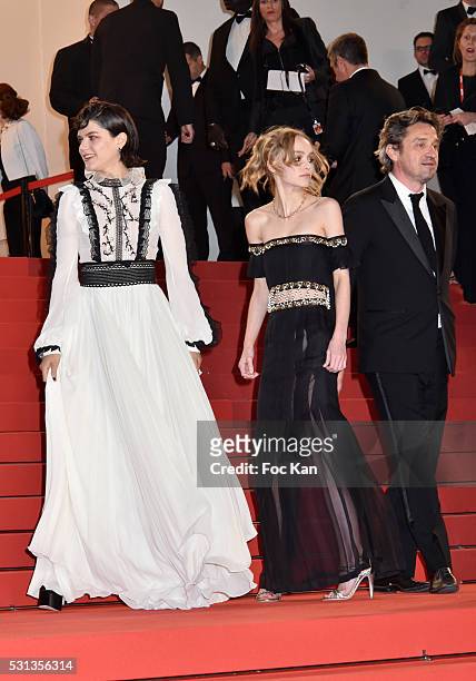 Cast of the movie 'La danseuse' Actress Soko and Lily-Rose Depp attend the 'I, Daniel Blake' premiere durinthe 69th annual Cannes Film Festival at...