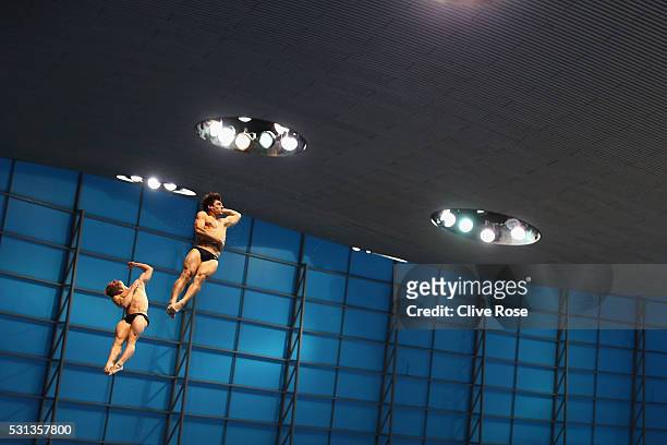 Christopher Mears and Jack Laugher of Great Britain compete in the Men's 3m Synchro Final on day five of the 33rd LEN European Swimming Championships...