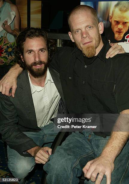 Rugby Player Mark Zupan and director Dana Adam Shapiro attend the premiere of "Murderball" on June 22, 2005 in New York City.