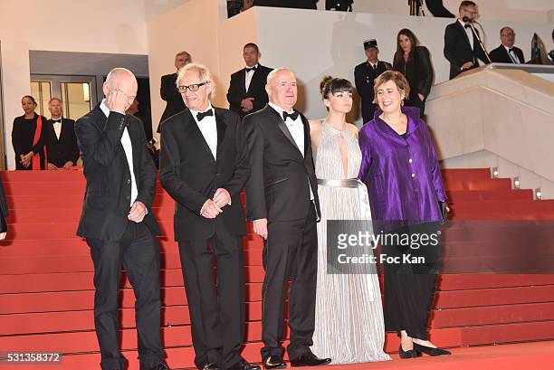 Paul Laverty, Dave Johns, Hayley Squires, Ken Loach, Rebecca O'Brien attend the 'I, Daniel Blake' premiere during the 69th annual Cannes Film...