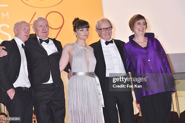 Paul Laverty, Dave Johns, Hayley Squires, Ken Loach, Rebecca O'Brien attend the 'I, Daniel Blake' premiere during the 69th annual Cannes Film...