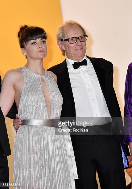 Hayley Squires and Ken Loach attend the 'I, Daniel Blake' premiere during the 69th annual Cannes Film Festival at the Palais des Festivals on May 13,...