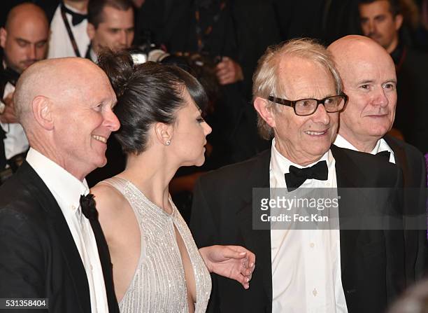 Paul Laverty, Dave Johns, Hayley Squires, Ken Loach, Rebecca O'Brien attend the 'I, Daniel Blake' premiere during the 69th annual Cannes Film...