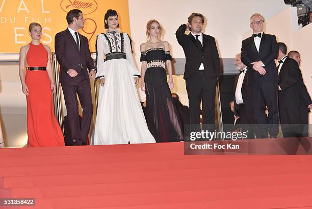 Cast of the movie 'La danseuse' Melanie Thierry, Gaspard Ulliel, Soko Lily-Rose Depp and Louis-Do de Lencquesaing attend the 'I, Daniel Blake'...