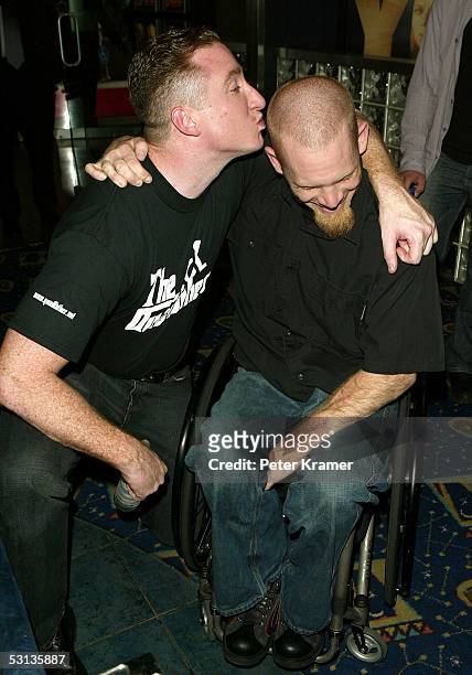 Chris Igoe and Rugby Player Mark Zupan attend the premiere of "Murderball" on June 22, 2005 in New York City.