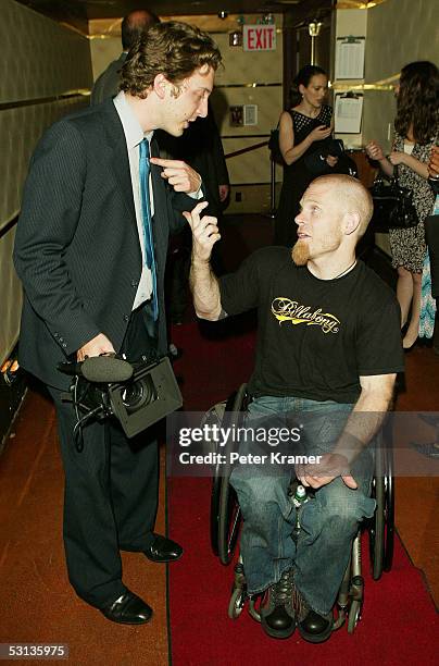 Director Henry Alex Rubin and Rugby player Mark Zupan attend the after party for the premiere of "Murderball" on June 22, 2005 in New York City.