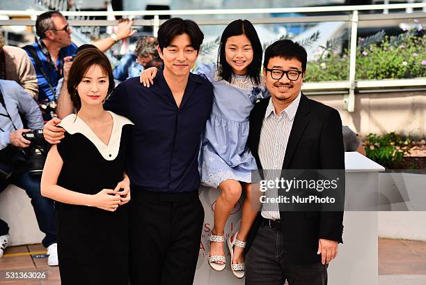 Actors Jung Yu-mi, Gong Yoo, Kim Su-an and director Yeon Sang-ho attend the 'Train To Busan ' photocall during the 69th Annual Cannes Film Festival...