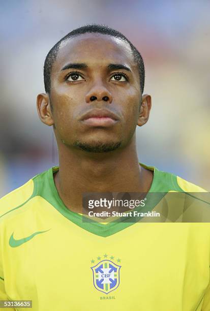 Robinho of Brazil at The FIFA Confederations Cup Match between Japan and Brazil at The Rhein Energy Stadium on June 22, 2005 in Cologne, Germany.