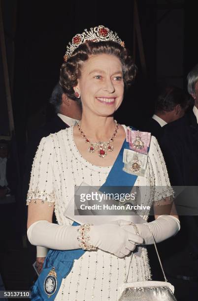 Queen Elizabeth II at a Royal Gala performance at Covent Garden during her Silver Jubilee celebrations, 30th May 1977.