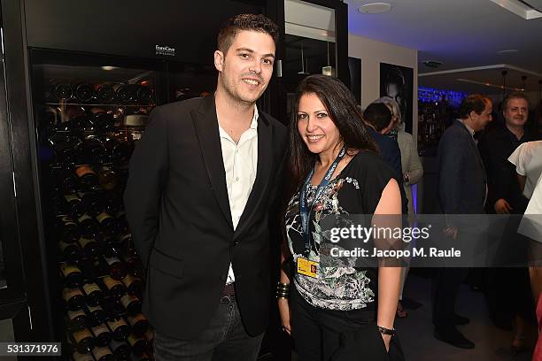 Jovan Marjanovic and Afef Ben Mahmoud attend the Doha Film Institute Reception at the annual 69th Cannes Film Festival at Five Seas Hotel on May 14,...