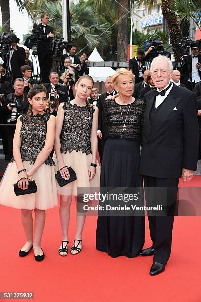 Actor Max Von Sydow and wife Catherine Brelet attend "The BFG " premiere during the 69th annual Cannes Film Festival at the Palais des Festivals on...