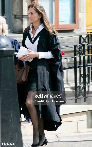 New graduate Kate Middleton attends the graduation ceremony at St Andrews University to collect his 2:1 Master of Arts Degree in Geography in St...