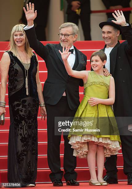 Kate Capshaw, Steven Spielberg, Ruby Barnhill and Mark Rylance attend the screening of "The BFG "- at the annual 69th Cannes Film Festival at Palais...