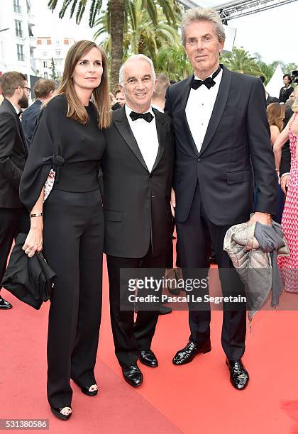 Brune de Marjerie, Alain Terzian and Dominique Desseigne attend "The BFG " premiere during the 69th annual Cannes Film Festival at the Palais des...