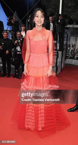 Kim Min-Hee attends "The Handmaiden " premiere during the 69th annual Cannes Film Festival at the Palais des Festivals on May 14, 2016 in Cannes,...