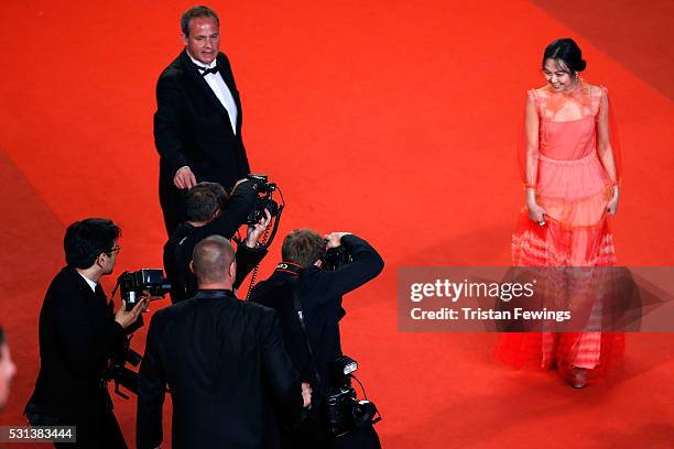 Kim Min-Hee attends "The Handmaiden " premiere during the 69th annual Cannes Film Festival at the Palais des Festivals on May 14, 2016 in Cannes,...