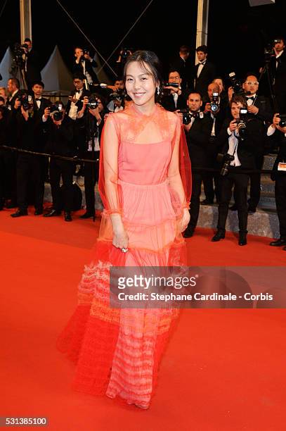 Kim Min-Hee attends "The Handmaiden " premiere during the 69th annual Cannes Film Festival at the Palais des Festivals on May 14, 2016 in Cannes,...