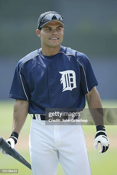 Ivan Rodriguez of the Detroit Tigers is pictured before the game against the Baltimore Orioles at Comerica Park on June 5, 2005 in Detroit, Michigan....