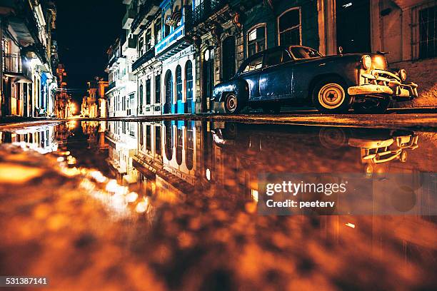 night reflections. - cuba havana stock pictures, royalty-free photos & images